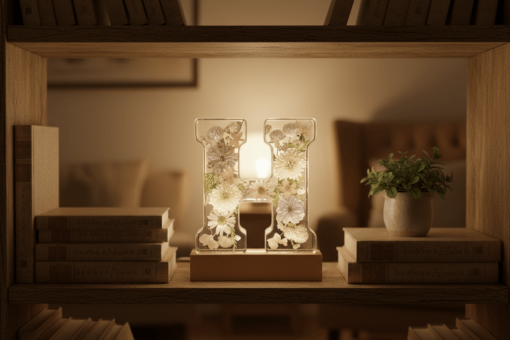 Floral Resin Lighted Letter – Personalized LED Night Light - The Glossy Gift Shop