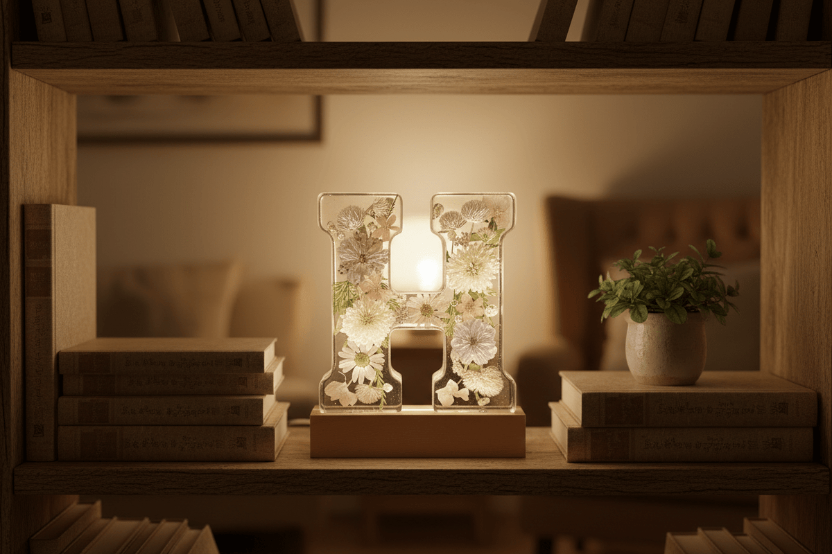 Floral Resin Lighted Letter – Personalized LED Night Light - The Glossy Gift Shop