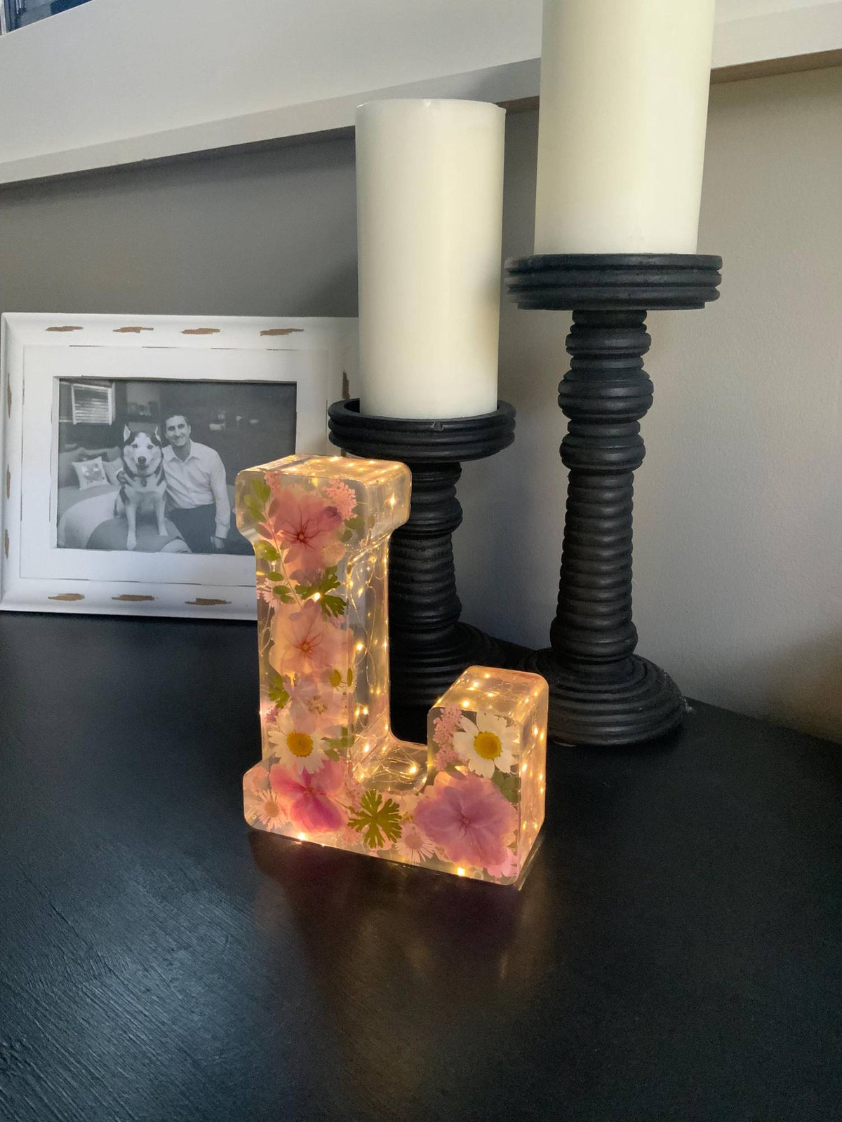 Floral Resin Lighted Letter – Personalized LED Night Light - The Glossy Gift Shop
