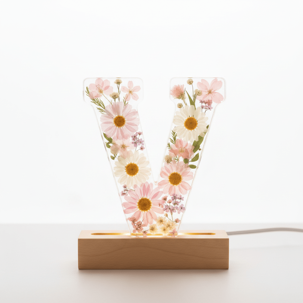 Floral Resin Lighted Letter – Personalized LED Night Light - The Glossy Gift Shop