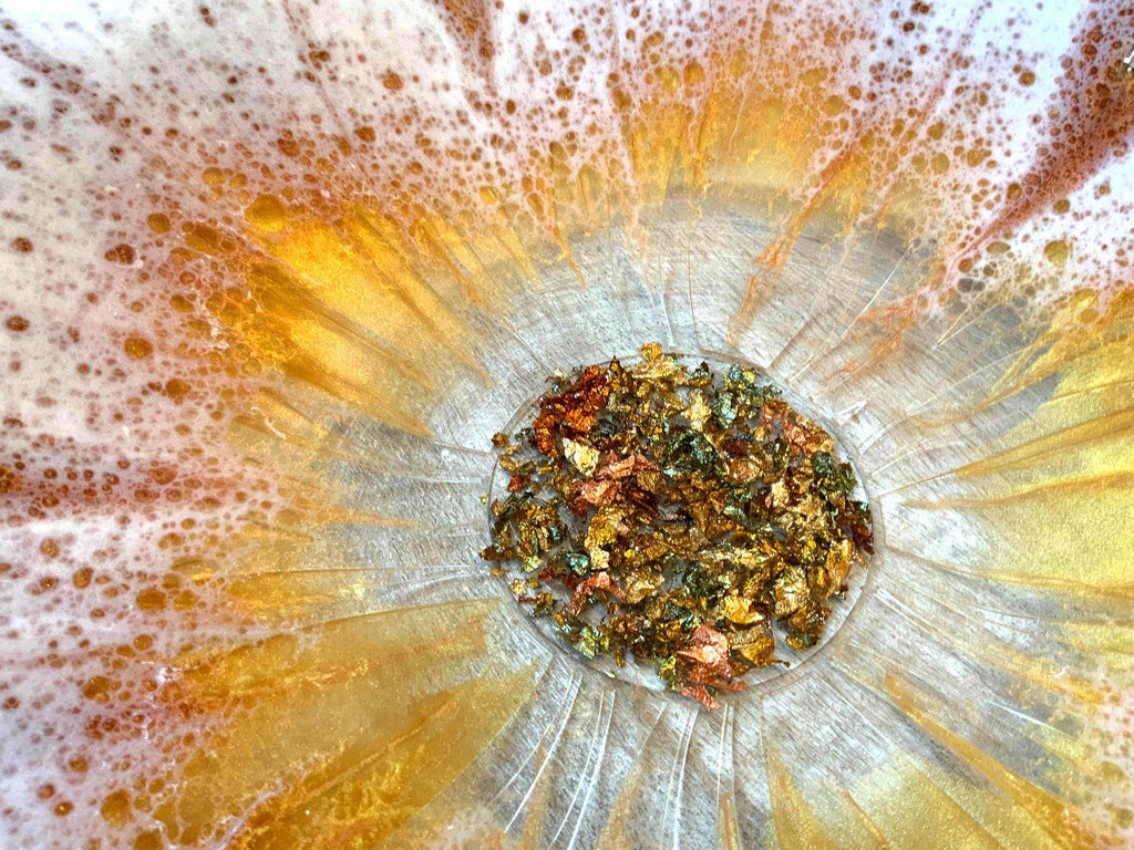 Gold Leaf & Bronze Resin Bowl – Handmade Metallic Decor - The Glossy Gift Shop