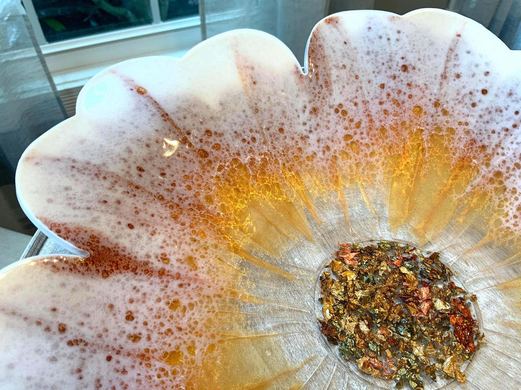 Gold Leaf & Bronze Resin Bowl – Handmade Metallic Decor - The Glossy Gift Shop