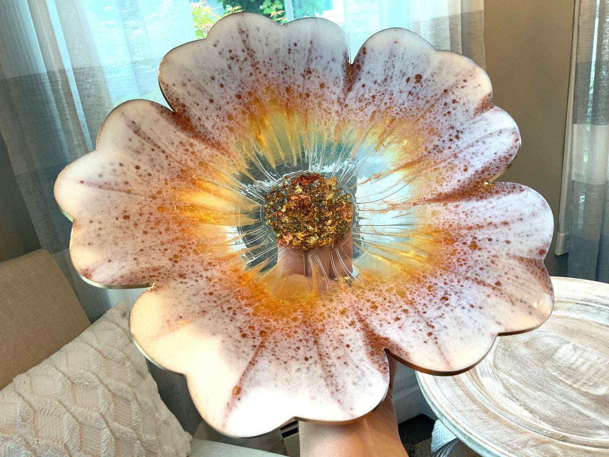 Gold Leaf & Bronze Resin Bowl – Handmade Metallic Decor - The Glossy Gift Shop