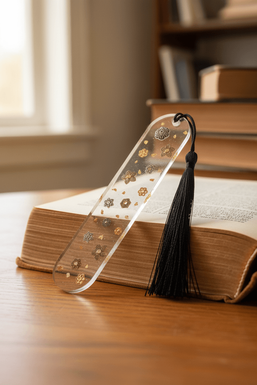 Gold Metallic Bookmark – Open Book