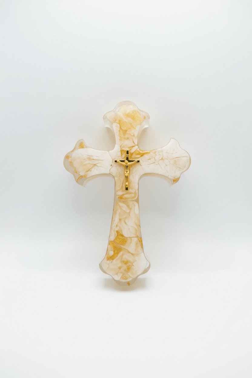 Gold Swirl Cross - Clean White Background