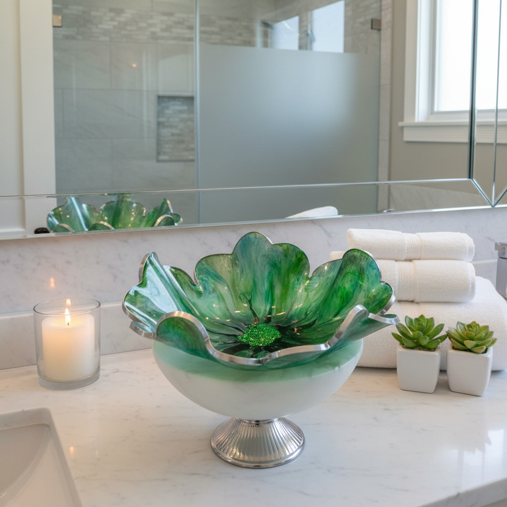 Green Bowl Bathroom Setting