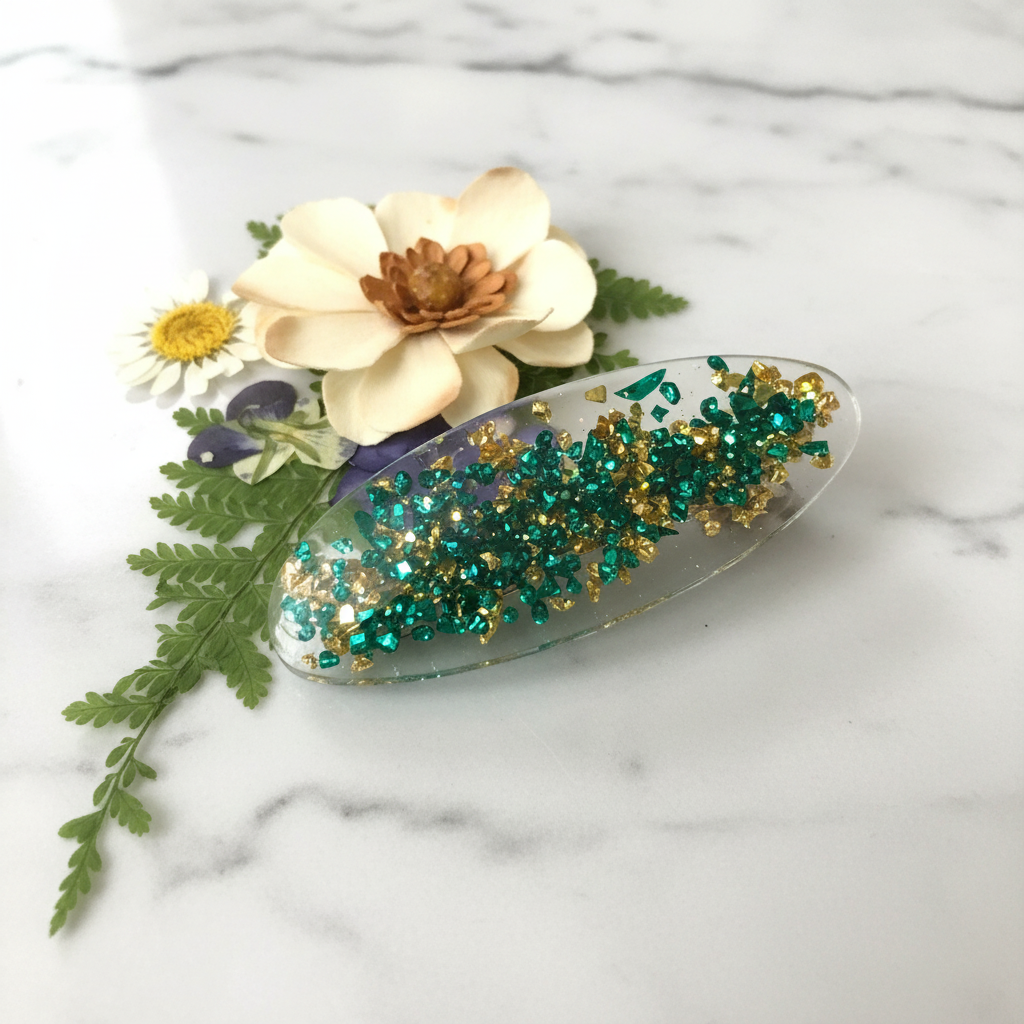 Green Gold Glitter Clip