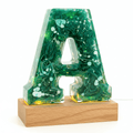 Green Swirl Resin Lighted Letter – Handmade Initial Night Light - The Glossy Gift Shop