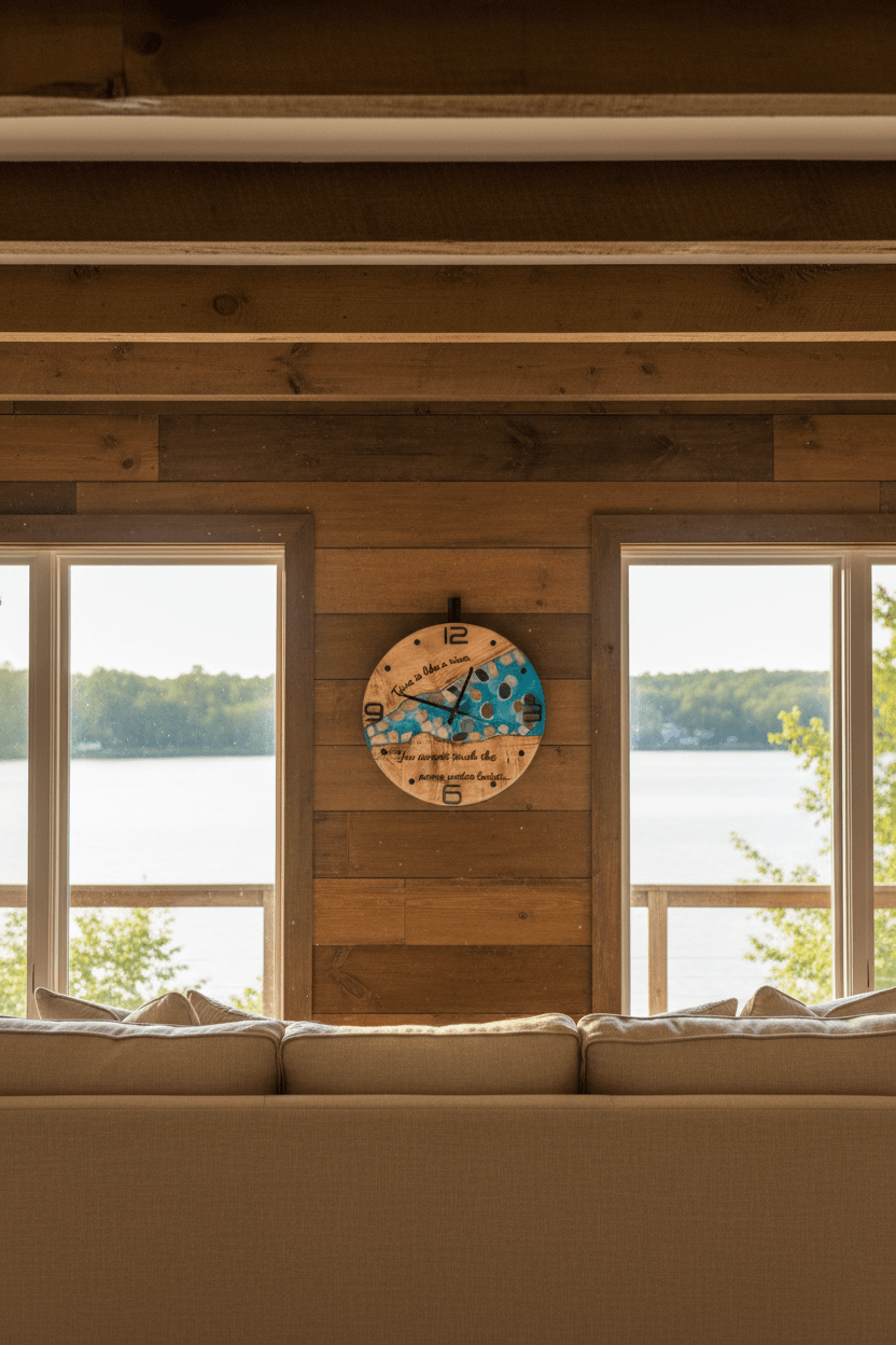 Handcrafted Black Walnut & Epoxy Resin River Clock – 12-Inch Wood Art - The Glossy Gift Shop