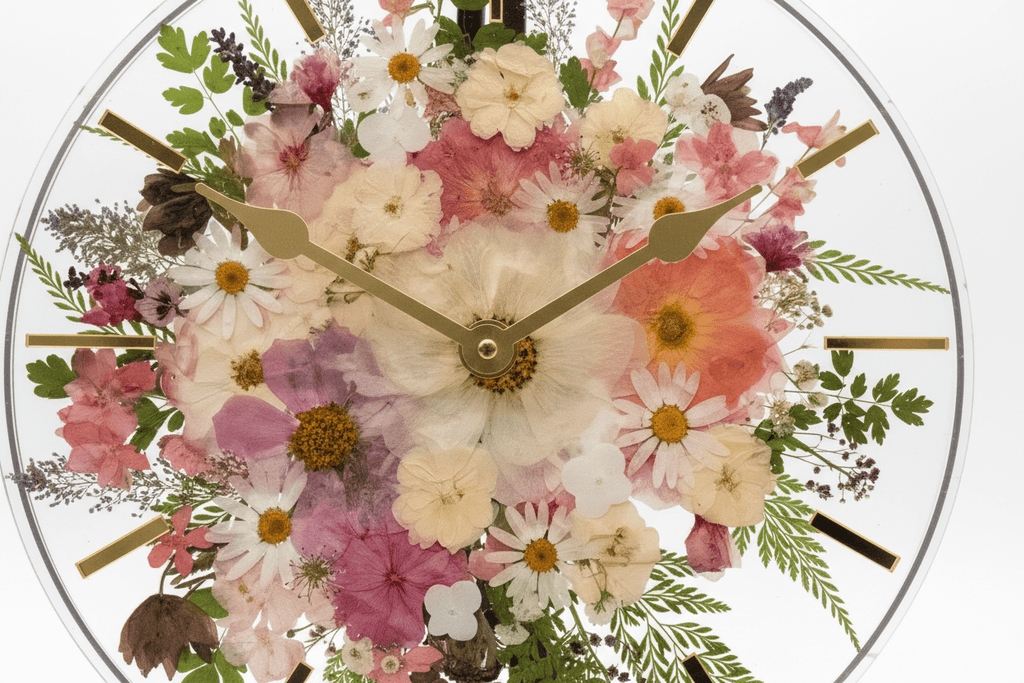 Handcrafted Pressed Flower Resin Wall Clock – Real Flowers & 12-Inch Floral Art - The Glossy Gift Shop