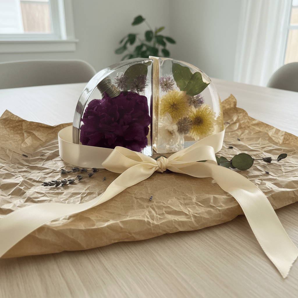 Handmade Botanical Resin Bookends – Real Pressed Flowers - The Glossy Gift Shop