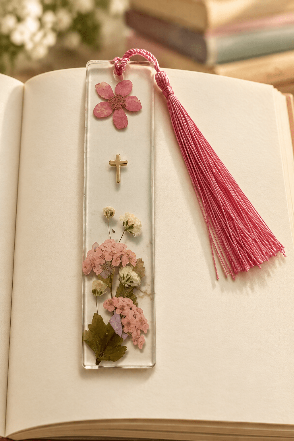Handmade Faith Resin Bookmark with Color-Matching Tassel - The Glossy Gift Shop