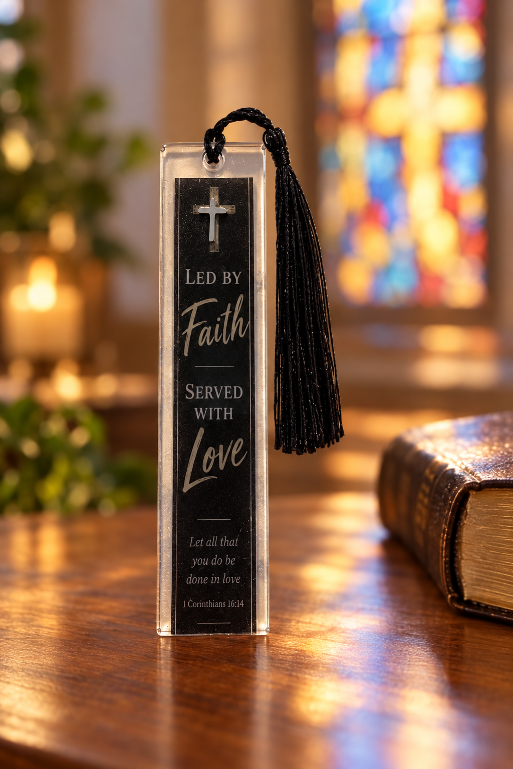 Handmade Faith Resin Bookmark with Color-Matching Tassel - The Glossy Gift Shop