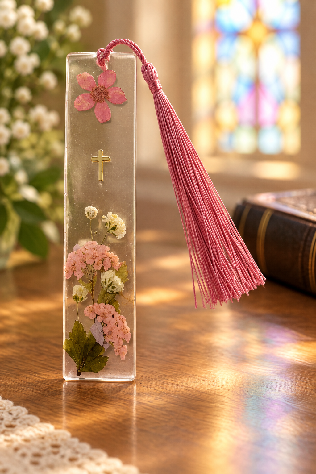 Handmade Faith Resin Bookmark with Color-Matching Tassel - The Glossy Gift Shop