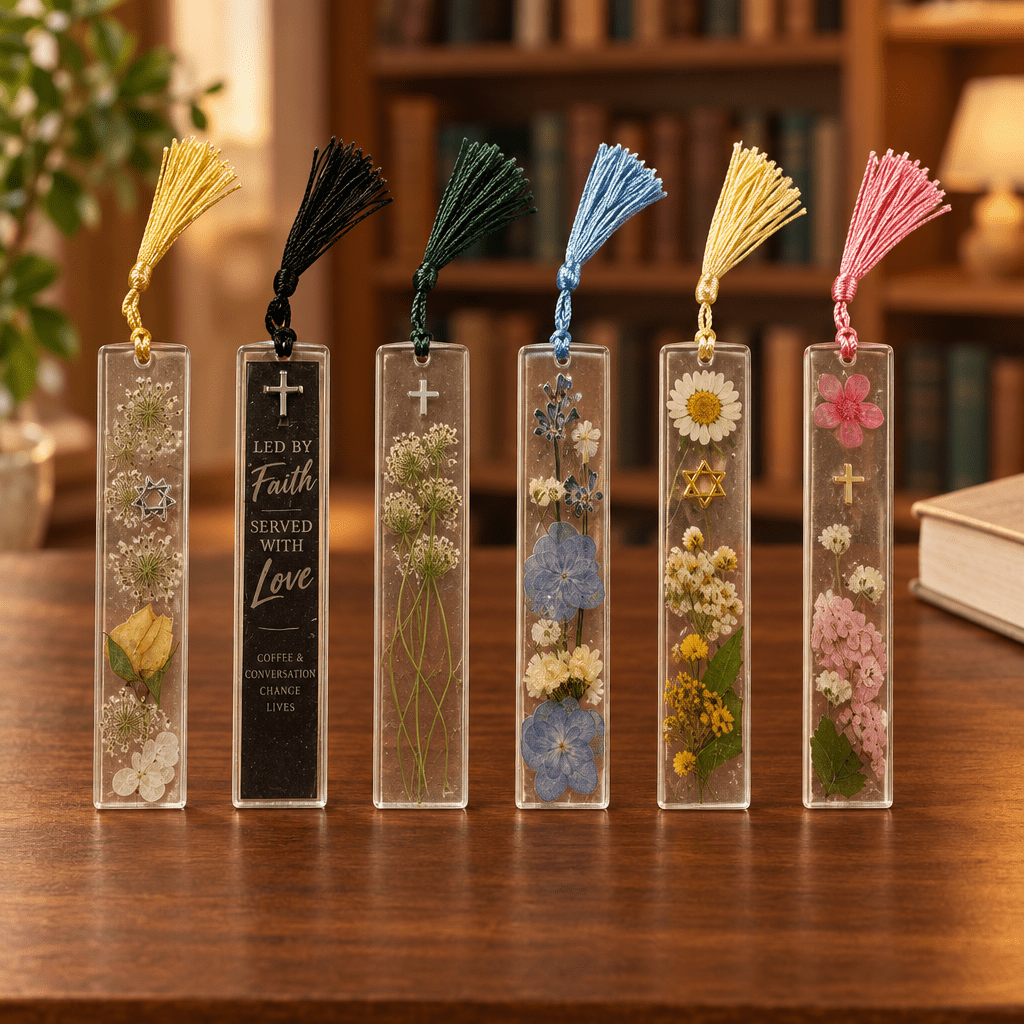 Handmade Faith Resin Bookmark with Color-Matching Tassel - The Glossy Gift Shop