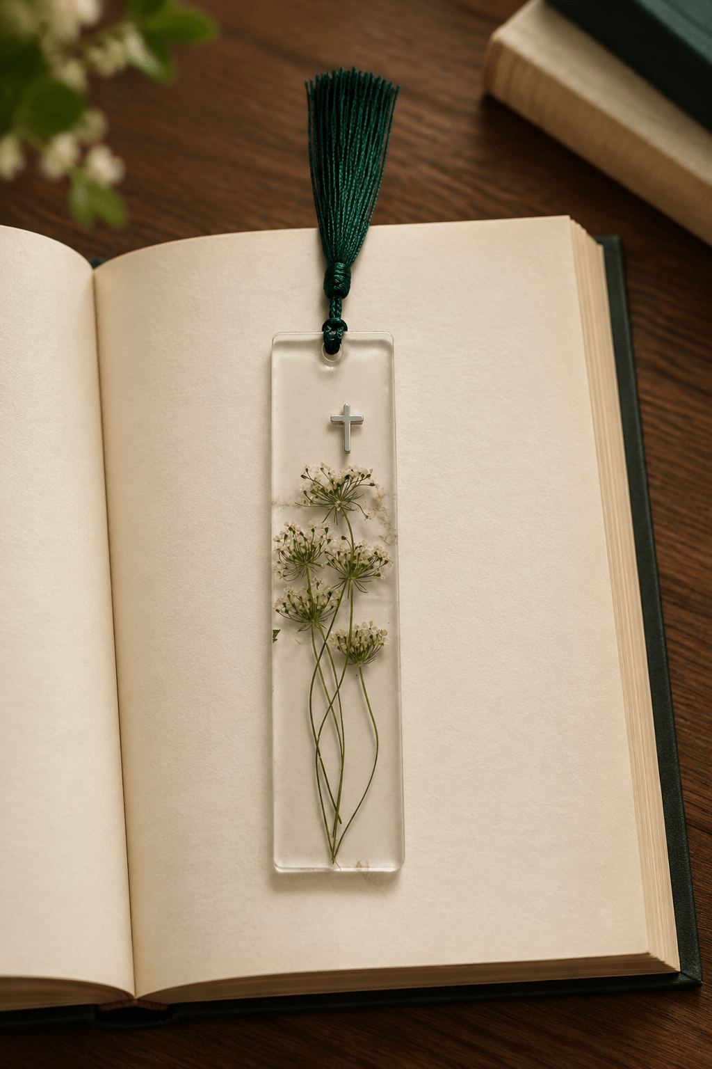 Handmade Faith Resin Bookmark with Color-Matching Tassel - The Glossy Gift Shop