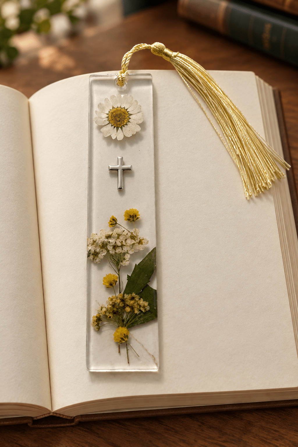 Handmade Faith Resin Bookmark with Color-Matching Tassel - The Glossy Gift Shop