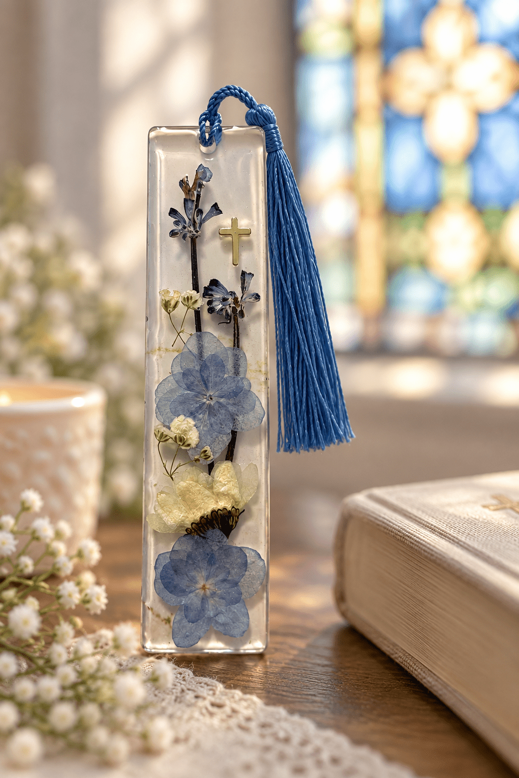 Handmade Faith Resin Bookmark with Color-Matching Tassel - The Glossy Gift Shop