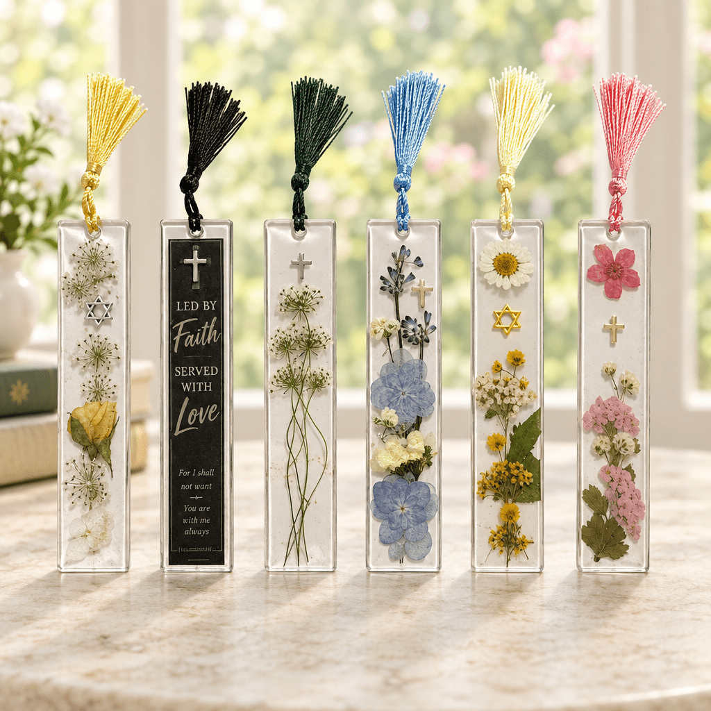 Handmade Faith Resin Bookmark with Color-Matching Tassel - The Glossy Gift Shop