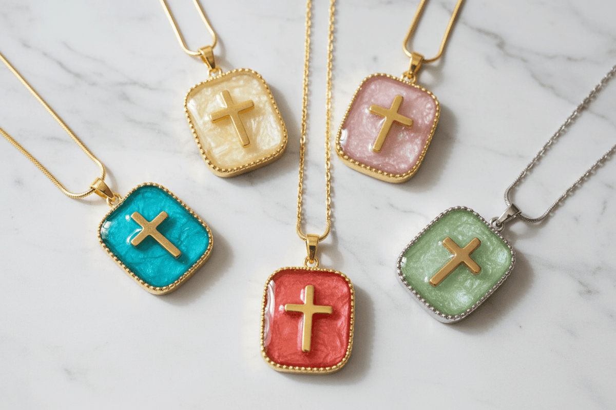 Handmade Resin Cross Pendant Necklace – Faith Jewelry - The Glossy Gift Shop