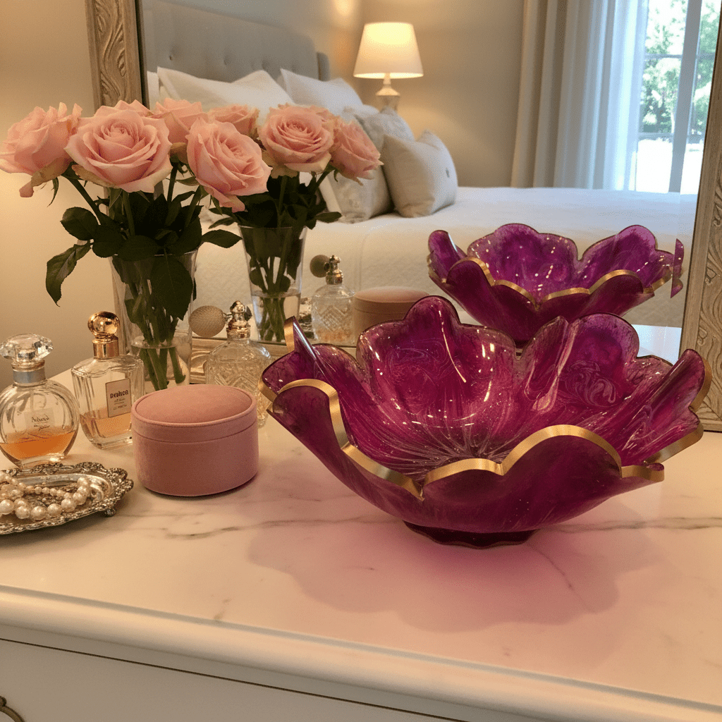 Handmade Resin Decorative Bowl – Pretty in Pink - The Glossy Gift Shop