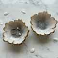 Handmade Resin Ring Dish – Scalloped Flower Jewelry Holder | Single or Pair - The Glossy Gift Shop
