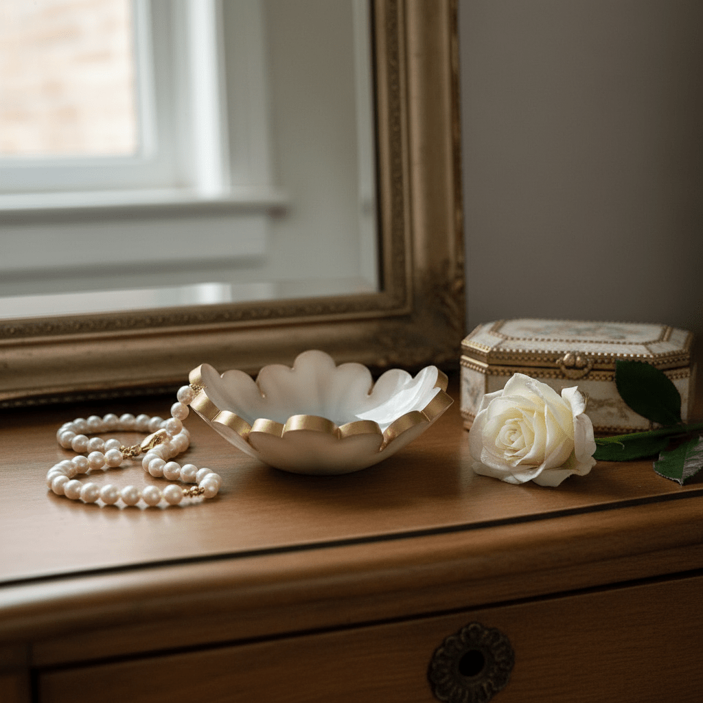 Handmade Resin Ring Dish – Scalloped Flower Jewelry Holder | Single or Pair - The Glossy Gift Shop