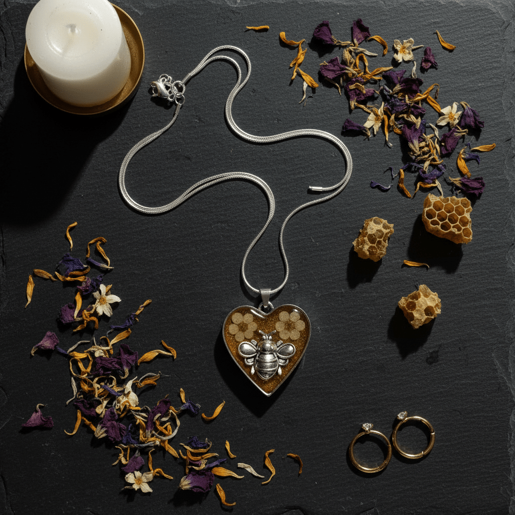 Honey Bee Heart Resin Necklace – Handmade Bee Jewelry - The Glossy Gift Shop