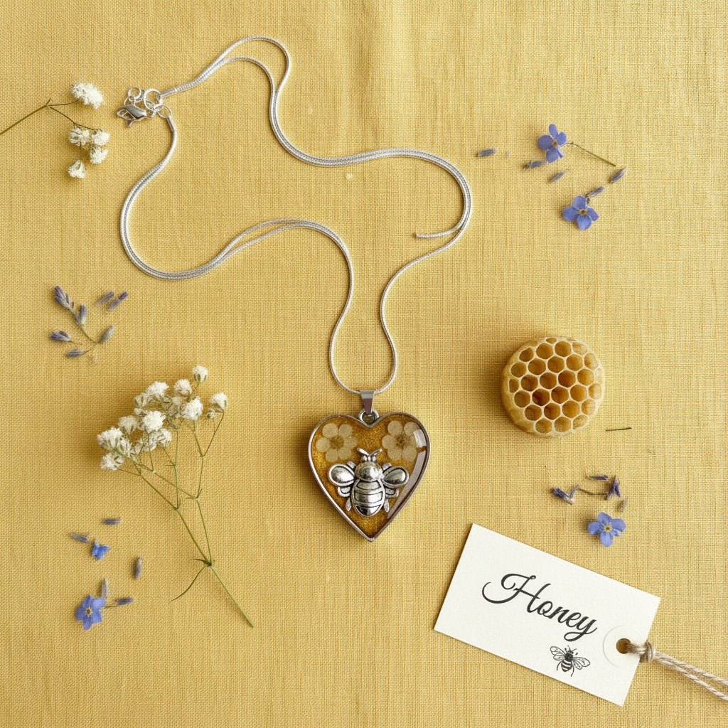 Honey Bee Heart - Yellow Linen