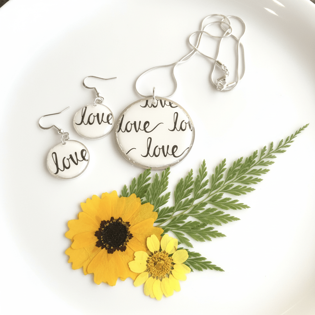 It’s All About the Love Resin Jewelry Set – Handmade Necklace & Earrings - The Glossy Gift Shop