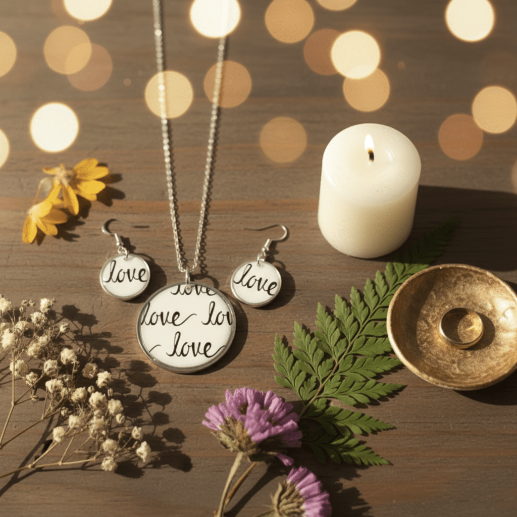 It’s All About the Love Resin Jewelry Set – Handmade Necklace & Earrings - The Glossy Gift Shop