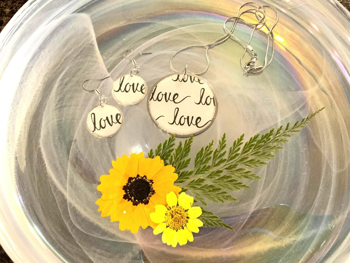 It’s All About the Love Resin Jewelry Set – Handmade Necklace & Earrings - The Glossy Gift Shop