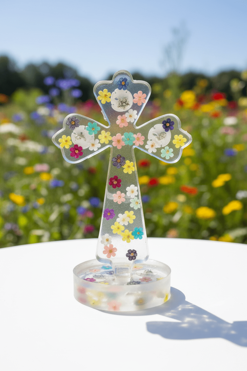 Large Lighted Resin Cross – Personalized Faith Decor - The Glossy Gift Shop