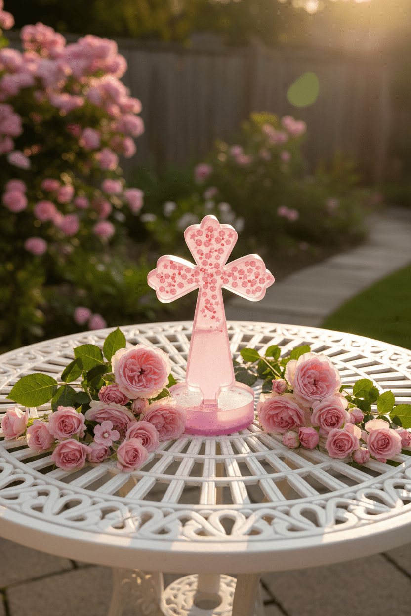 Large Lighted Resin Cross – Personalized Faith Decor - The Glossy Gift Shop