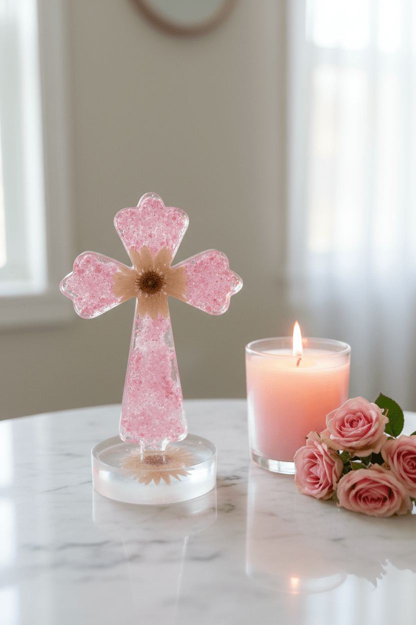 Large Lighted Resin Cross – Personalized Faith Decor - The Glossy Gift Shop