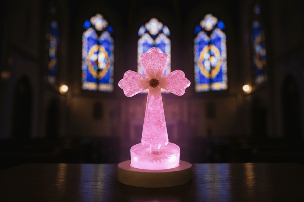 Large Lighted Resin Cross – Personalized Faith Decor - The Glossy Gift Shop