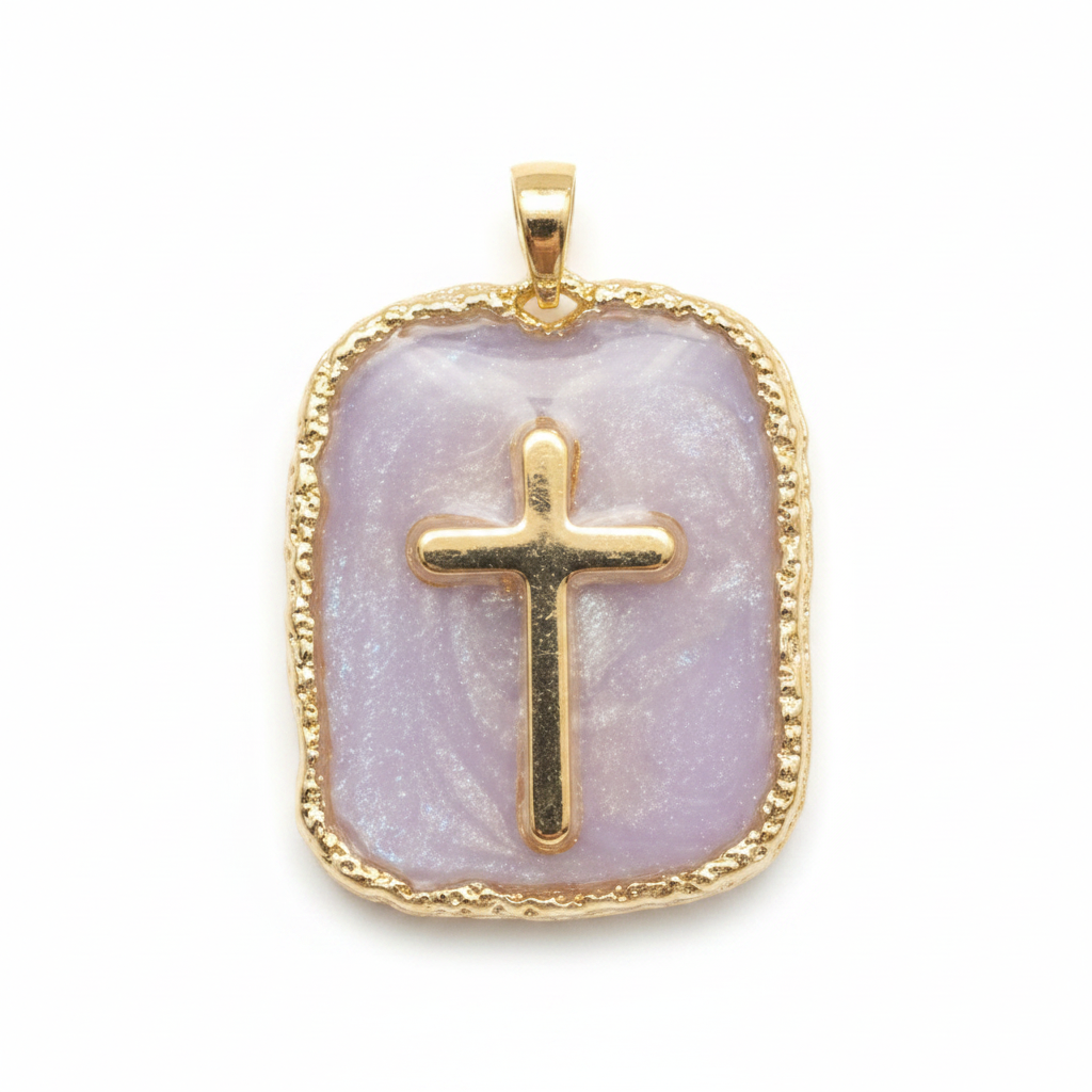 Light purple cross pendant enhanced