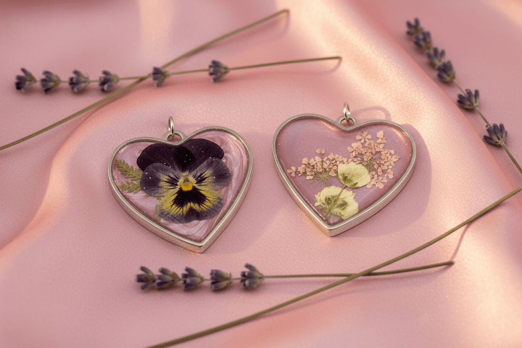 Lilac Heart Pendant - Both Sides Nice Background