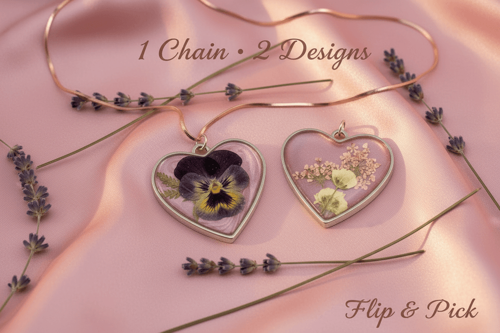 Lilac Heart Pendant – Rose Gold Snake Chain