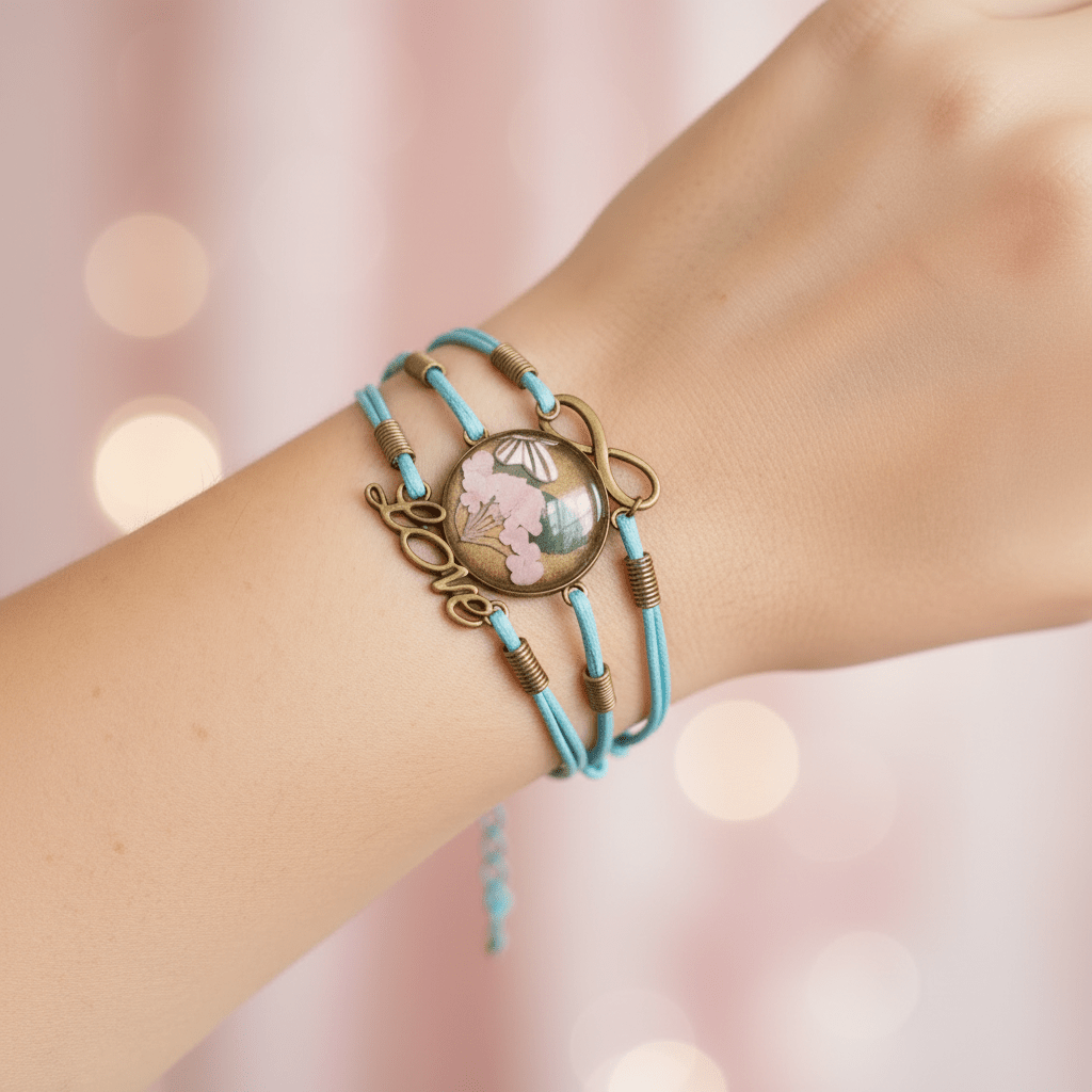 Love & Flower Leather Bracelet – Handmade Resin Center - The Glossy Gift Shop