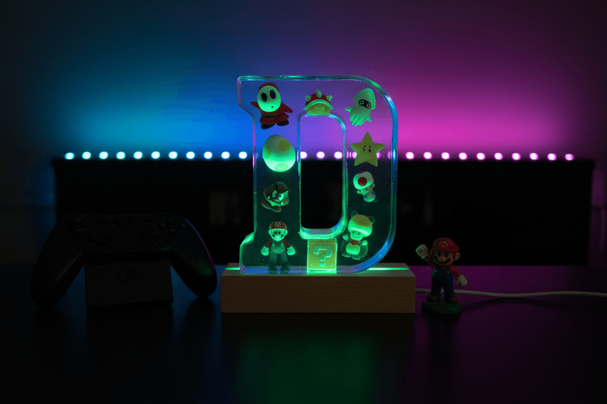 Mario Resin Lighted Letter – Personalized Kids Night Light - The Glossy Gift Shop