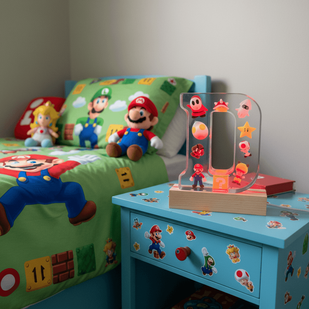 Mario Resin Lighted Letter – Personalized Kids Night Light - The Glossy Gift Shop