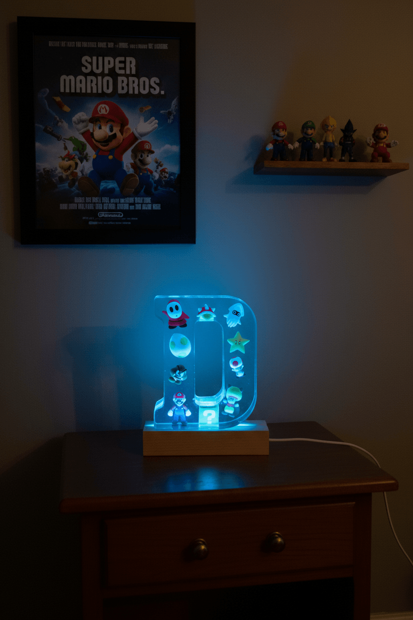 Mario Resin Lighted Letter – Personalized Kids Night Light - The Glossy Gift Shop