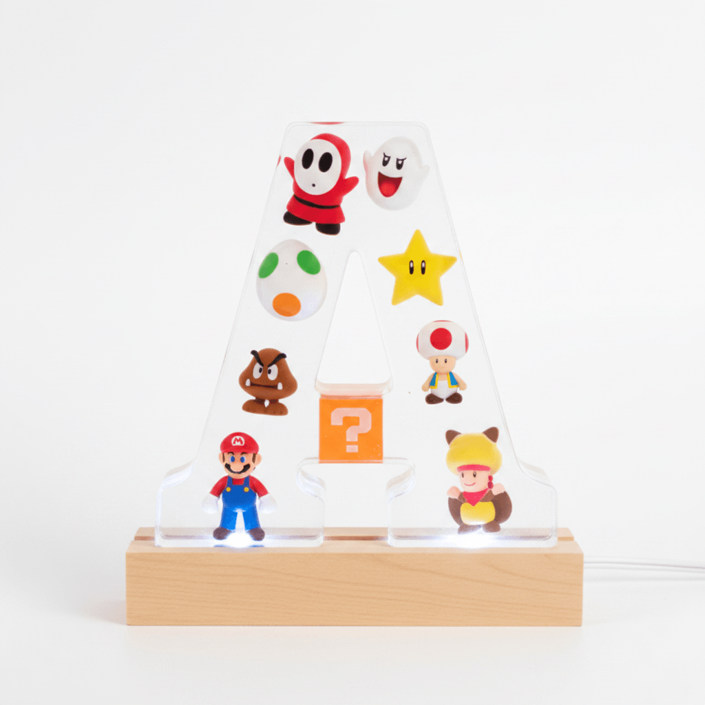 Mario Resin Lighted Letter – Personalized Kids Night Light - The Glossy Gift Shop
