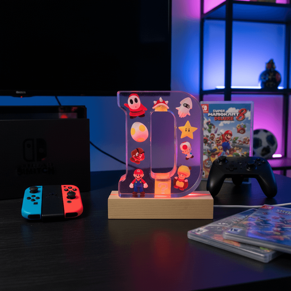 Mario Resin Lighted Letter – Personalized Kids Night Light - The Glossy Gift Shop