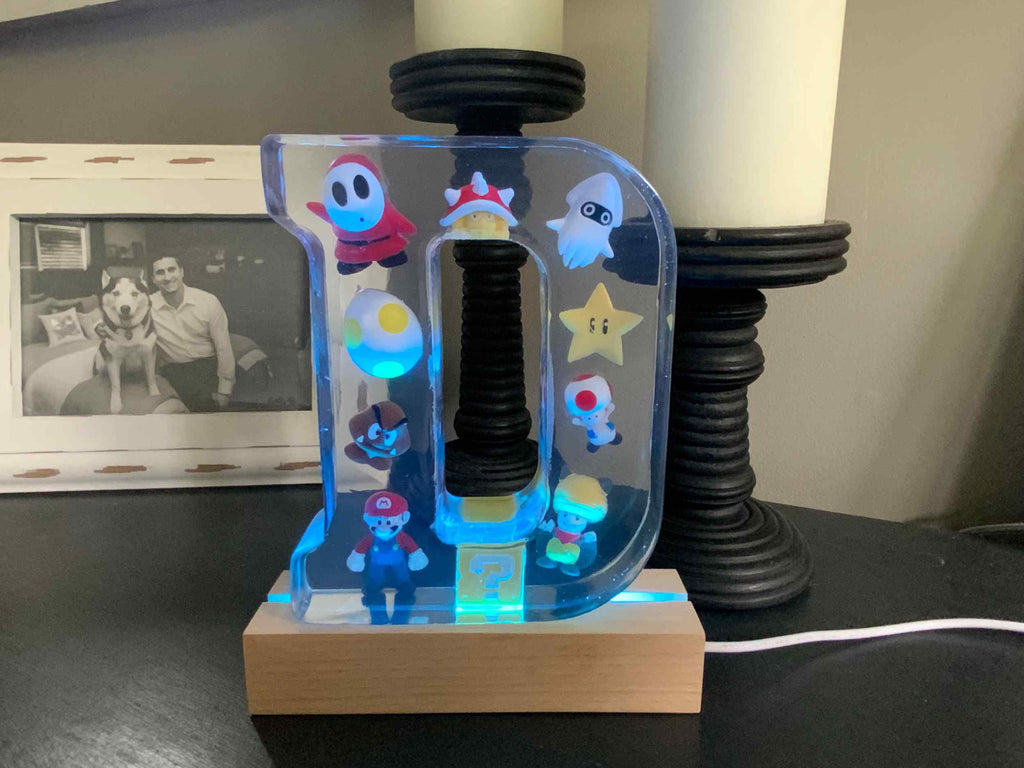 Mario Resin Lighted Letter – Personalized Kids Night Light - The Glossy Gift Shop