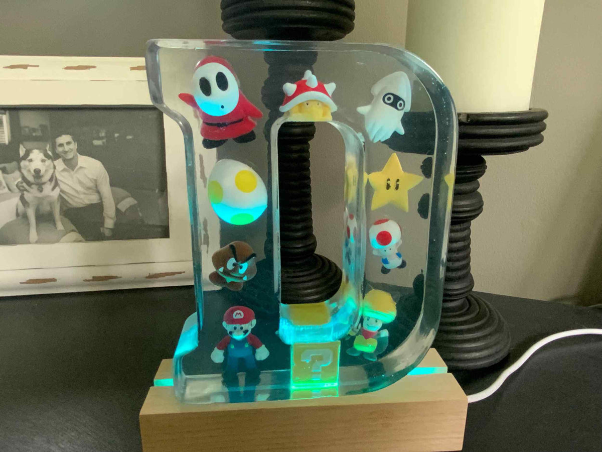 Mario Resin Lighted Letter – Personalized Kids Night Light - The Glossy Gift Shop