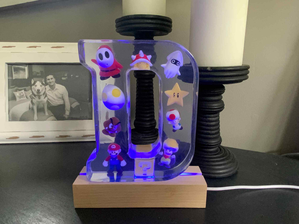 Mario Resin Lighted Letter – Personalized Kids Night Light - The Glossy Gift Shop
