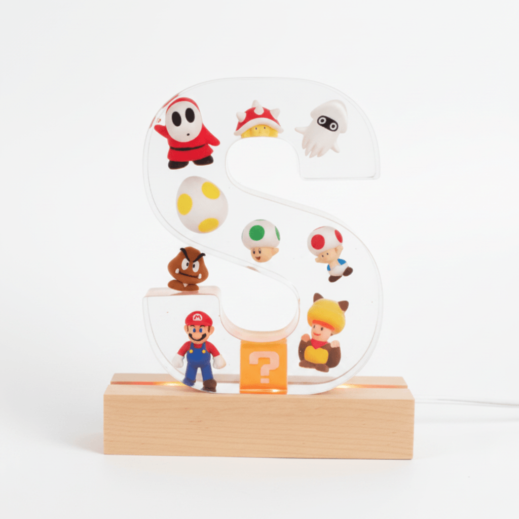 Mario Resin Lighted Letter – Personalized Kids Night Light - The Glossy Gift Shop