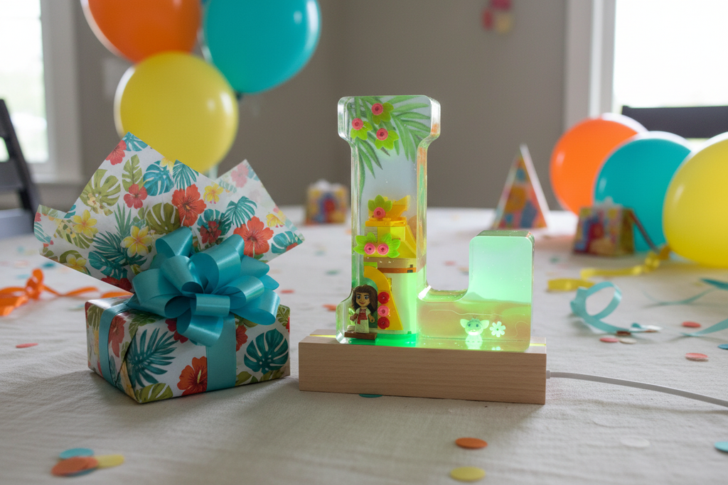 Moana Lighted Letter - Birthday Gift Scene